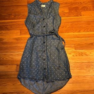 New Chambray sleeveless polka dot dress